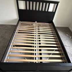 IKEA Hemnes Queen Bed Frame, Underbed Storage Drawers, and Slats