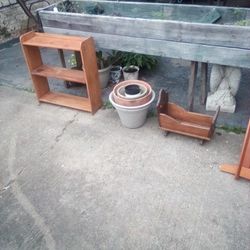 Wood And Flower Pots