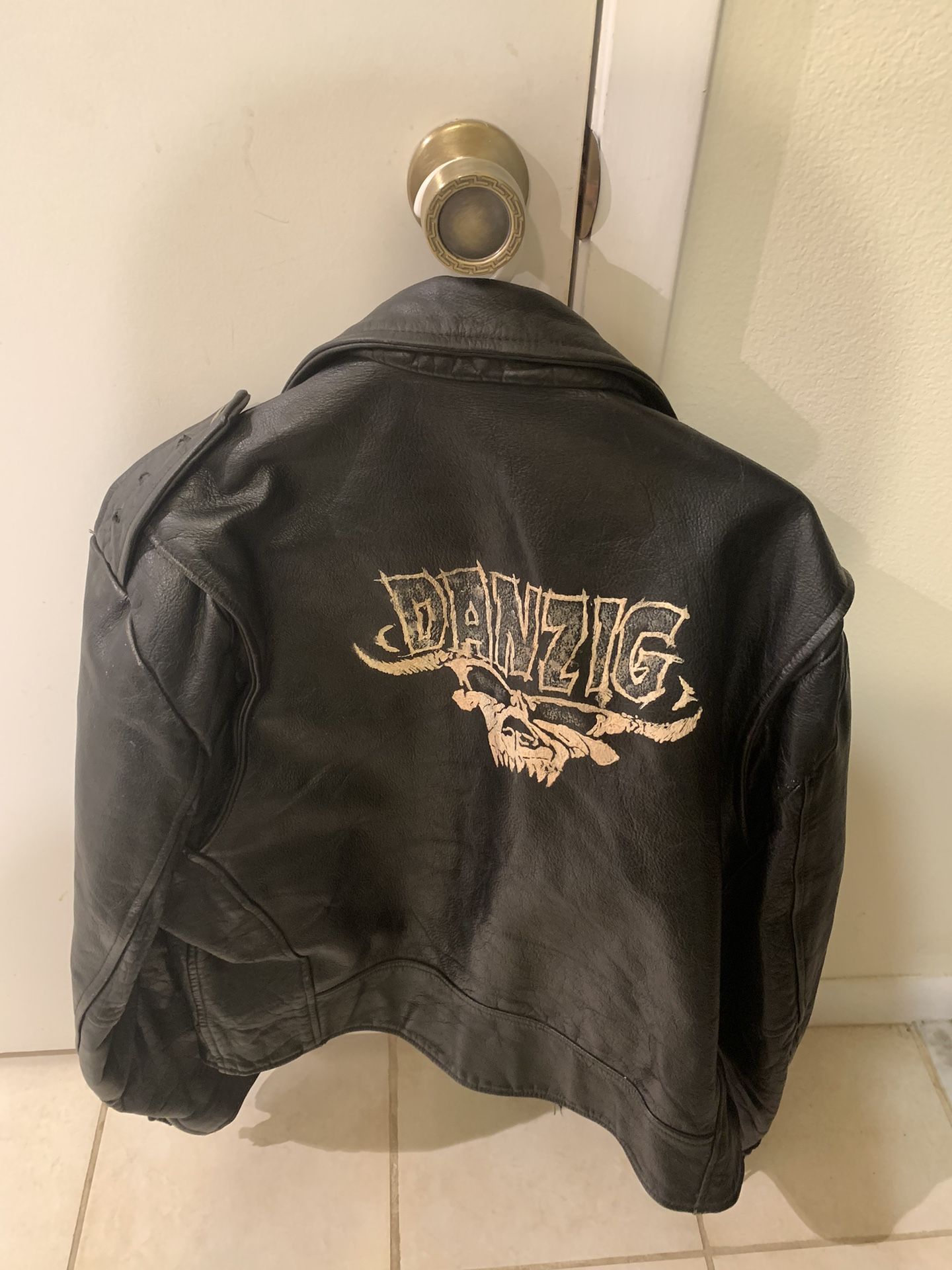 Vintage Leather Danzig Misfits Hand painted Jacket XL