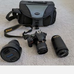 Nikon D5600 With 3 Lenses: Nikon 18-55 mm, Nikon 70-300 mm and Tokina 11-18 mm Wide Angle 