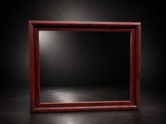 Large Red Wood Framed Wall Mirror – 45” x 40”