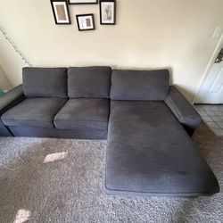 Used 3 Year 2 Piece Ikea Sectional -Charcoal