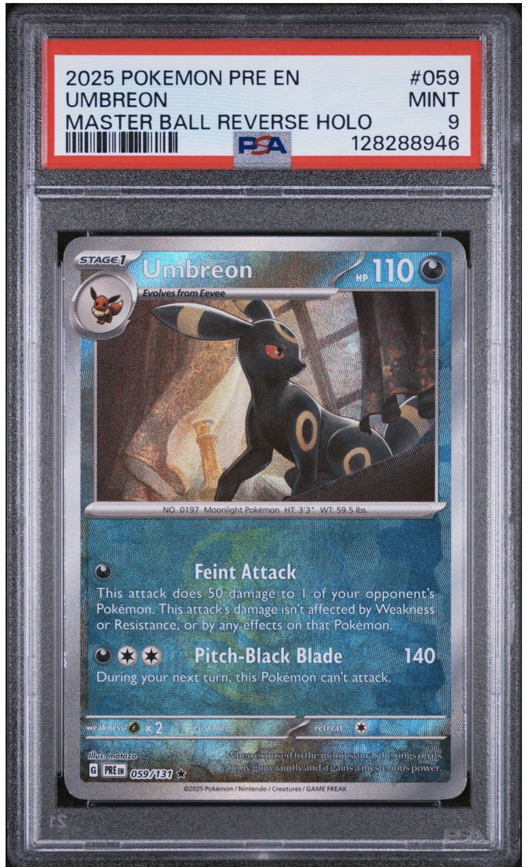 UMBREON MASTER BALL REVERSE HOLO #059 MINT 9