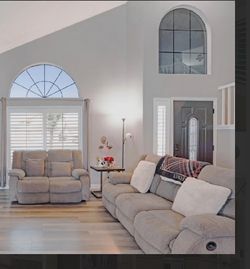 Recliner couches light grey
