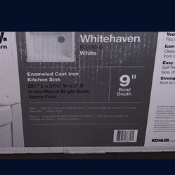 KOHLER Whitehaven 29.5-in x 21.5625-in White Single Bowl Undermount Residential Kitchen Sink