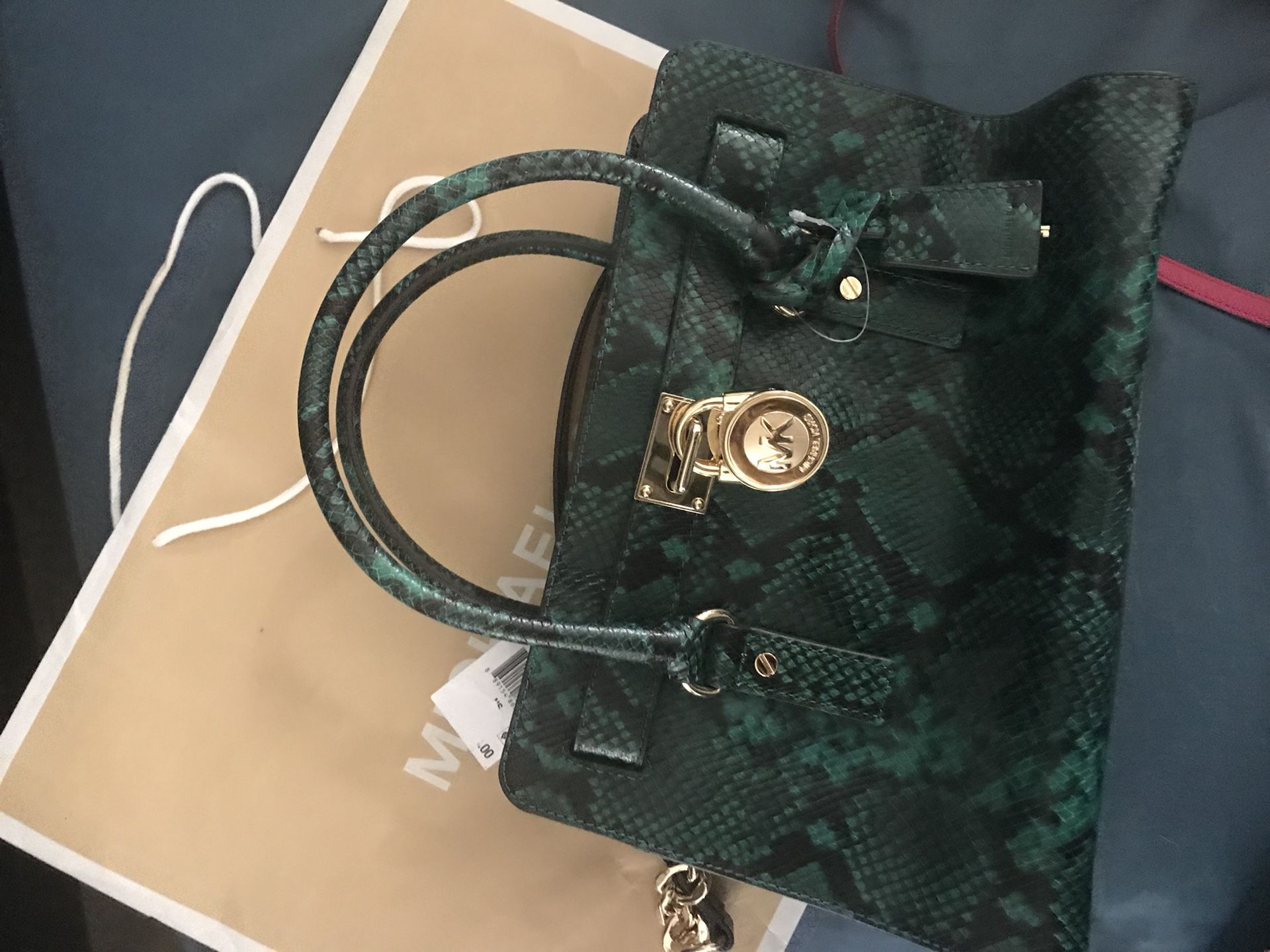 Guaranteed authentic Michael kors handbag python green