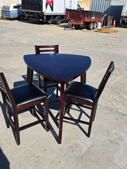 Triangle Pub Table Set with 3 Chairs