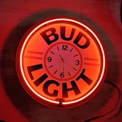 vintage bud light neon round clock