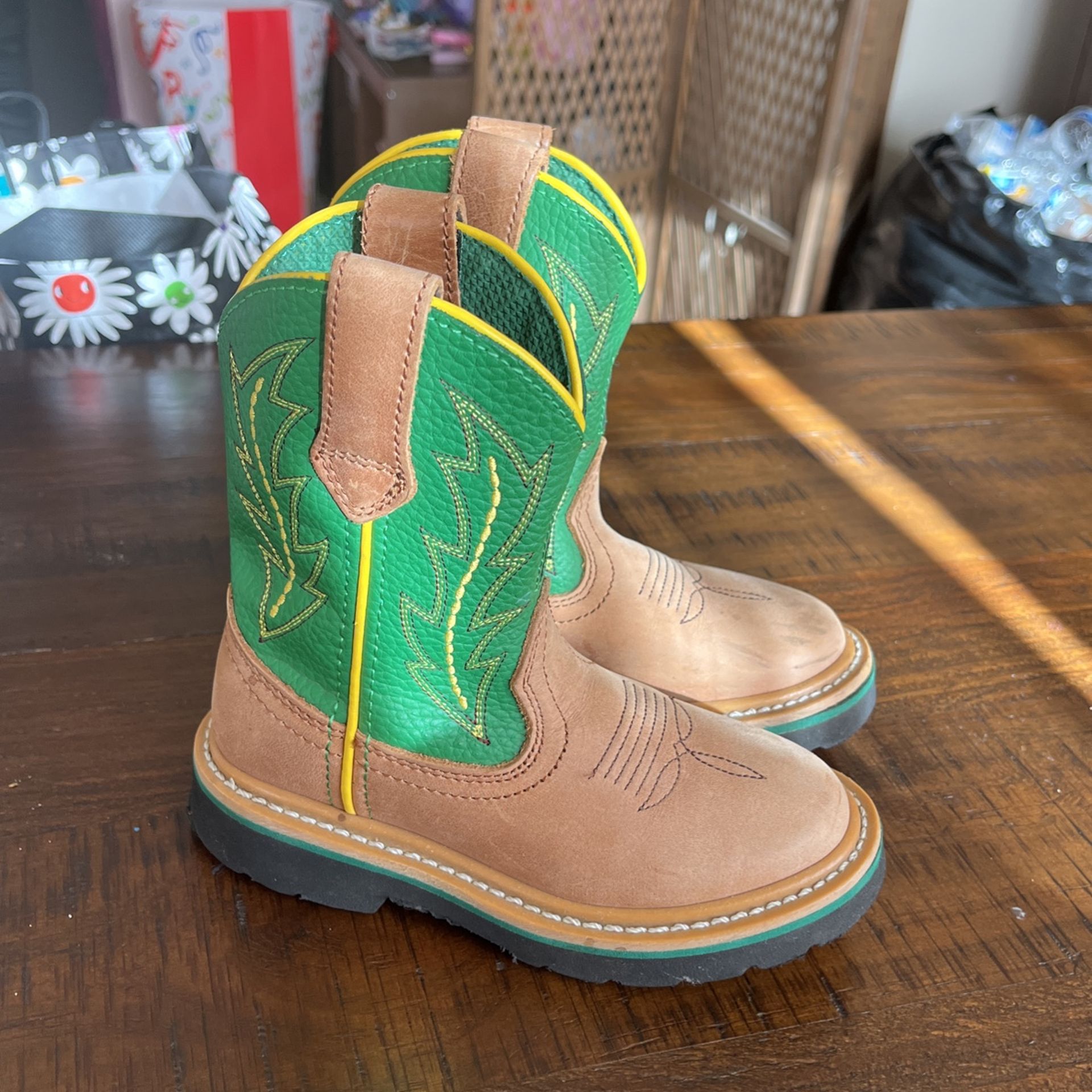 Kids Leather John Deere Cowboy Boots (size 10C)