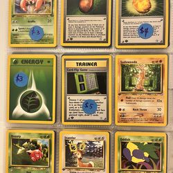 9 Pokemon 1st Edition Vintage Cards in Near Mint Condition