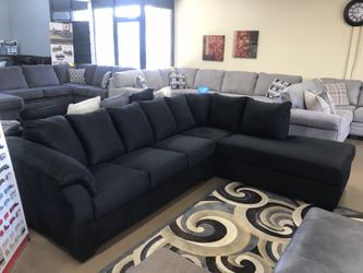 Black microfiber Sectional