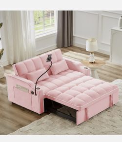 Convertible Sofa Bed Sleeper Couch Pull Out Bed with Cup Holder & USB Interface