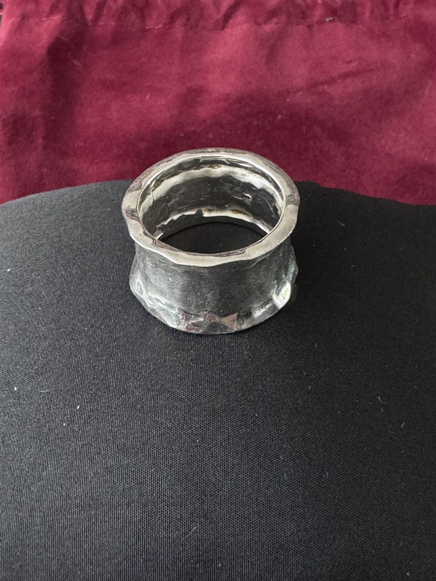 Ring Chunky Hammered Silver 925 Size 8
