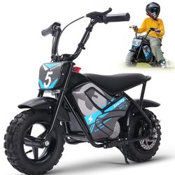 24V Electric Dirt Bike for Kids 250W High Torque Motor, 24V 9AH, 2 Speeds,10/12 MPH, UL 2849 Certificated Electric Kids Mini Bike for Ages 3+