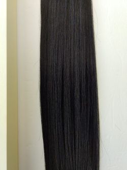 22" Jet-black "Full" Clip-on human hair extensions - Get length and fullness - Easy To style yourself Thumbnail