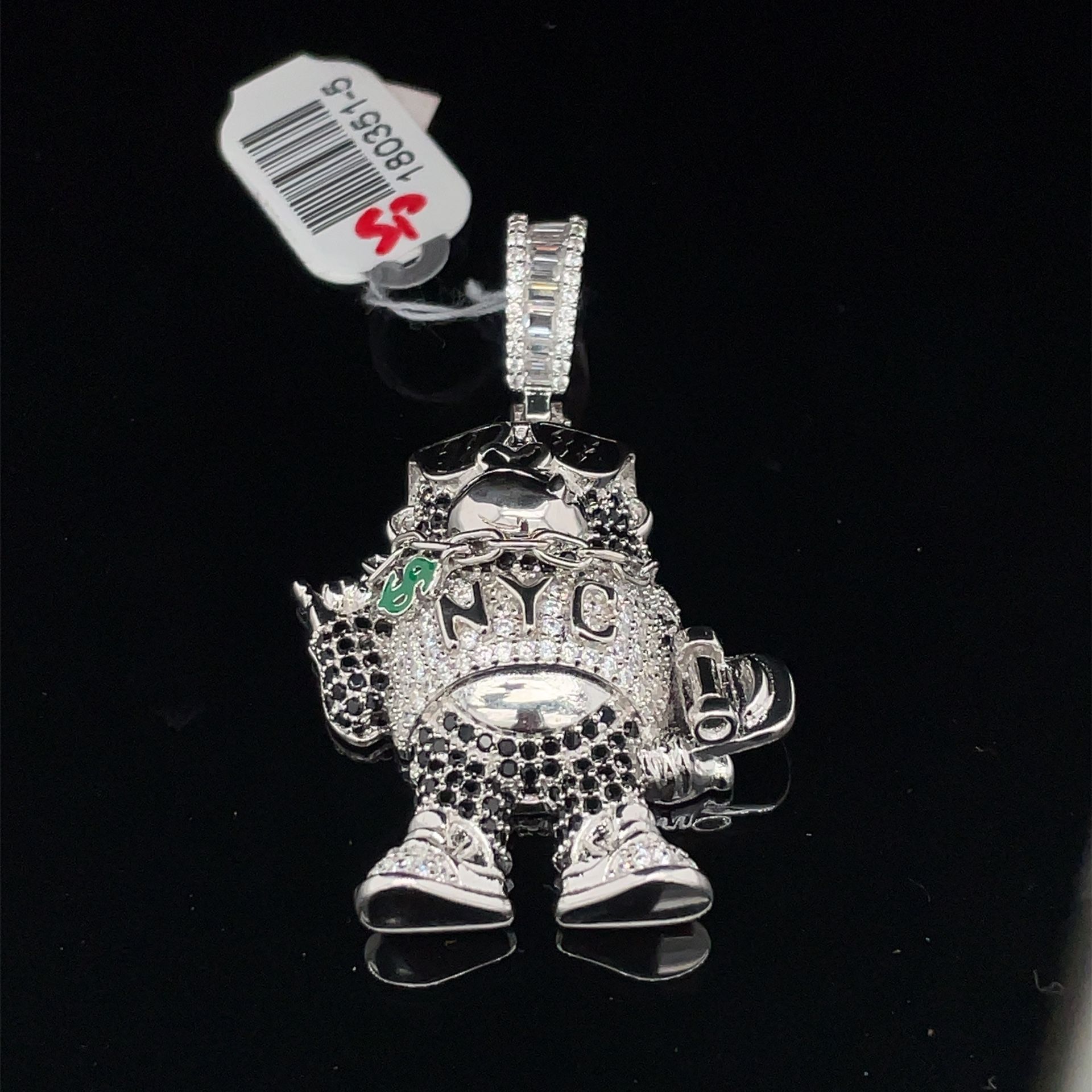 925 Silver CZ Skater Monkey Pendant 14.40g 180351/5