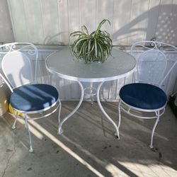 Metal Table And Chairs, Newly Cushioned Waterproofed 