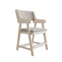 Wooden High Chair Adjustable Highchair for Toddlers to Teens with Steps Kids Dining Chair.