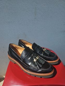Stuart Weitzman "Manila" Loafers in Black Leather,  US Women's Size 11.5 (True Size is 10.5/11)