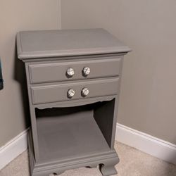 Grey Painted Wood Side Table With Drawers 