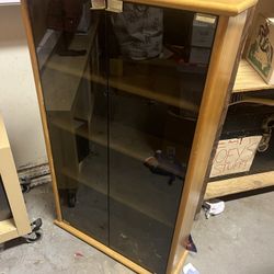 Wood & Glass Enclosed Shelving Unit