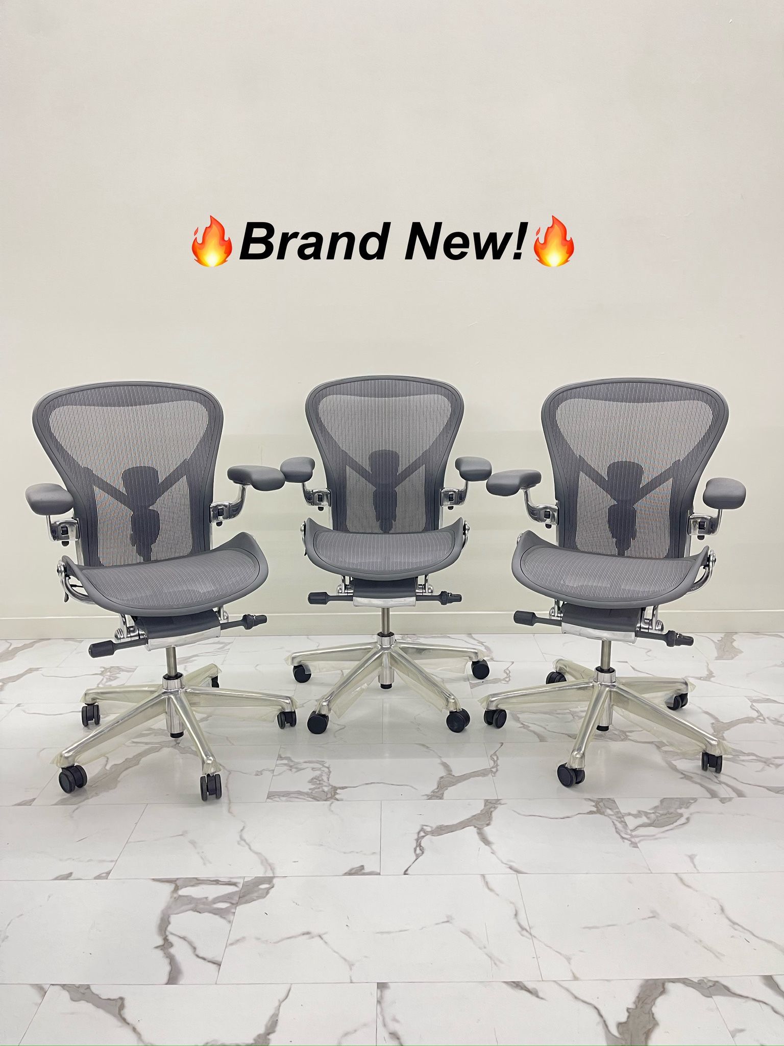 🔥BRAND NEW🔥 HERMAN MILLER REMASTERED AERON CHAIRS SIZE B POLISHED ALUMINUM FINISH FULLY LOADED WITH POSTURE FIT SL!🔥