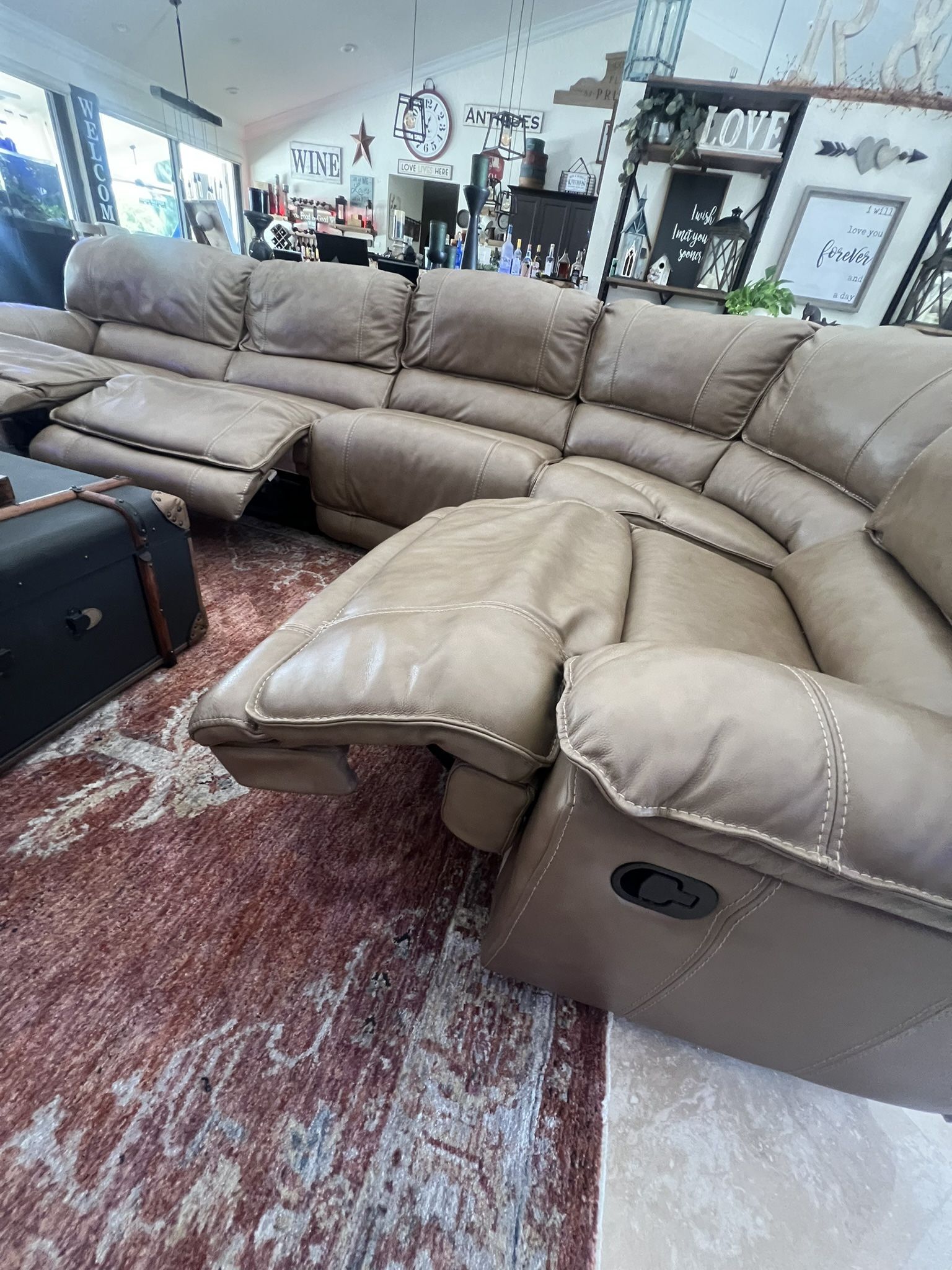 Sectional Recliner Leather Couch Creme Sofa FREE DELIVERY