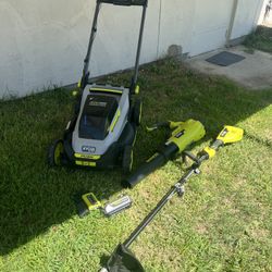 Ryobi Brushless Push Lawnmower ,string Trimmer And Blower Kit 