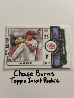 Chase Burns Cincinnati Reds Pitcher Topps Short Print Insert Rookie Card.