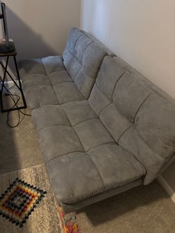 Gray Tufted Futon Sofa Bed