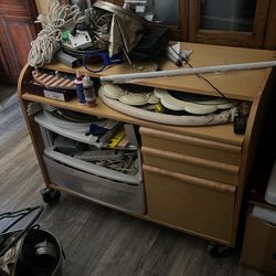 Strong Desk On Wheels….only Desk Is For Sale 