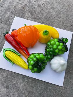 Glass Vegetable Figurines Set of 9