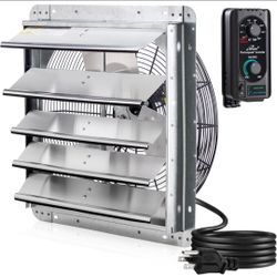 18" Wall Mount Exhaust Fan with Thermostat Variable Speed Shutter Vent Fan 1736 CFM