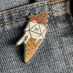 Vanilla D20 Ice Cream Cone Pin Brooch
