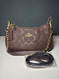 Coach Brown Embossed Leather Mini Shoulder Bag