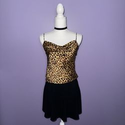 NWT Zara Leopard Drape Neck Tank Top