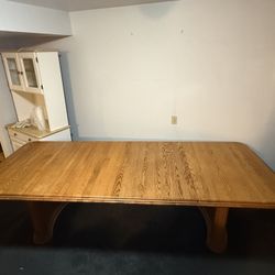 Solid Oak Dining Table Set and Matching Hutch