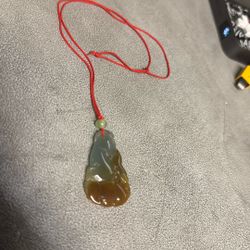 Chinese Jadeite Pendant With Lucky Symbols Necklace