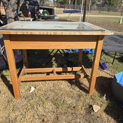 Vintage Drafting Table With Lights Top Swivels