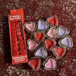 glass heart shaped tea candles lot