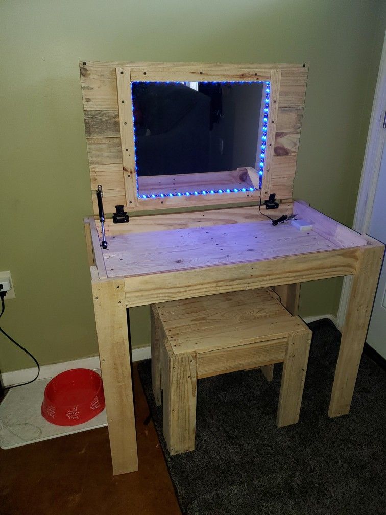 Desk & Stool with hide away vanity