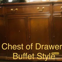 Long Dark Brown Buffet Style Dresser