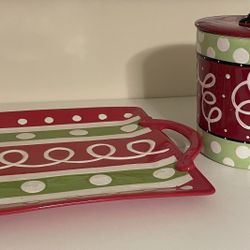 Matching Holiday Serving Tray and Holiday Ice Bucket 