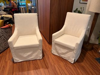 Pair of White Slipcovered Armchairs