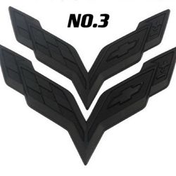 2pc Gloss Black Corvette C7 Front/Rear Emblem Badge 2014-2019 Cross Flag Symbol KEWT 2