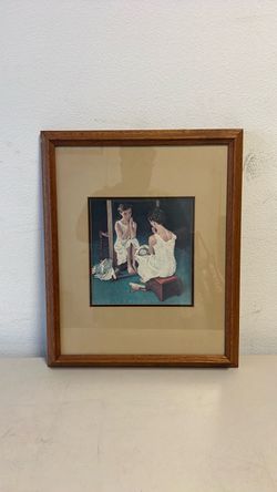 Vintage Norman Rockwell Framed Print with Wood Frame