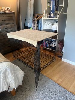 XXL Folding Double-Door Wire Dog Crate (Includes Washable Plush Bed)