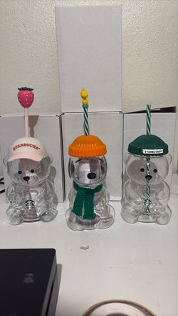 Starbucks Bear Tumbler Cups Set of 3