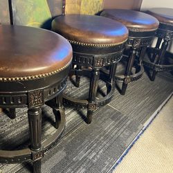 FRONTGATE (4) Manchester Swivel Backless Barstools / Bar Stools  Counter height 24” Diameter 18” Not separating / Price is firm  