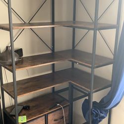 Corner Bookshelf, 7-Tier Industrial Convertible Book Shelf with 6 Fabric Drawers
